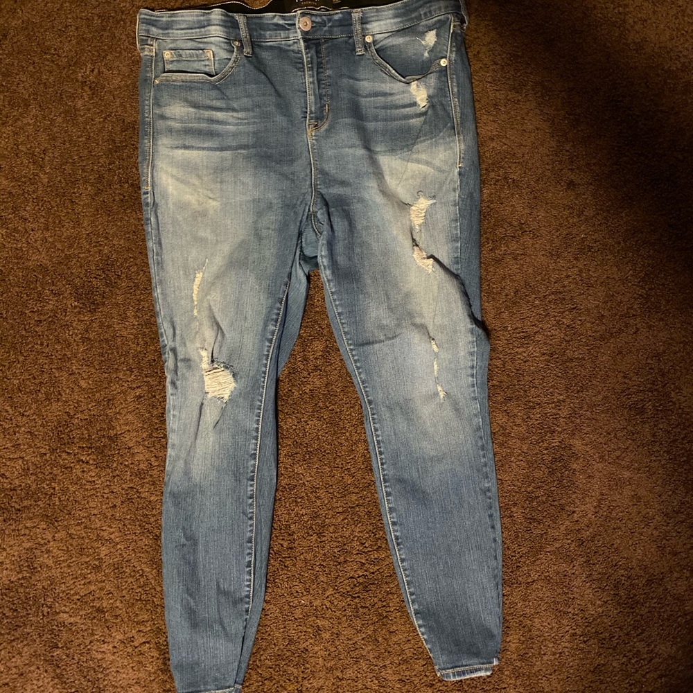 Torrid Sky High Skinny Blue Ripped Jeans